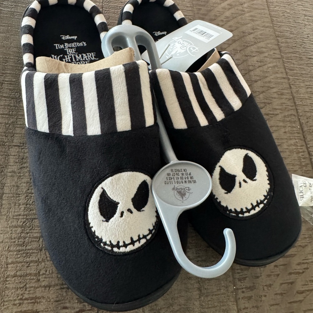 Nightmare Before Christmas Tim Burton Disney Black and White Striped Slippers
